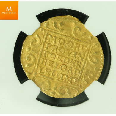 Rundeskatten gull dukat 1724 Utrecht kvalitet 0/01, NGC MS64