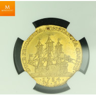 Danmark dukat 1754 kvalitet 0/01 , NGC MS61 PL sjelden!