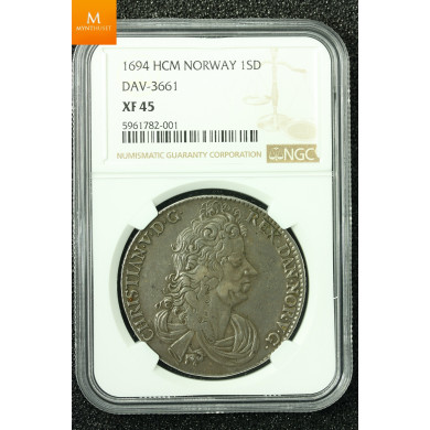 Speciedaler 1694 danner kongis kvalitet 1+, NGC XF45