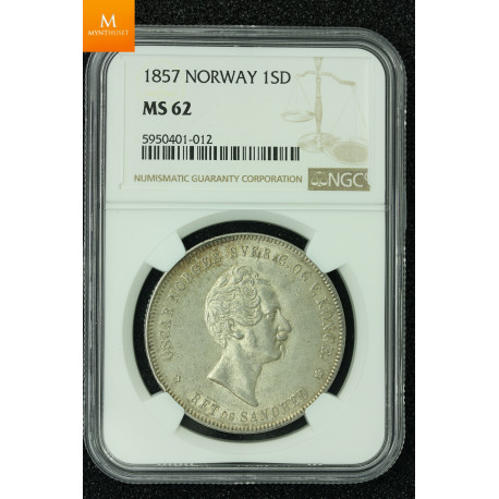 Speciedaler 1857 kvalitet 0/01, NGC MS62
