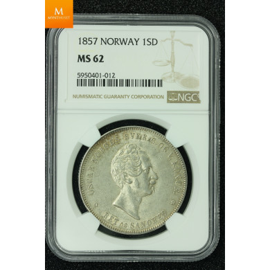 Speciedaler 1857 kvalitet 0/01, NGC MS62