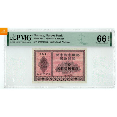 2 kroner 1944 D.0927675 kvalitet 0 , PMG MS66EPQ
