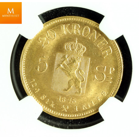 20 kroner 1875 kvalitet 0 , NGC MS66