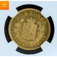 20 kroner 1886 kvalitet 0/01, NGC MS63