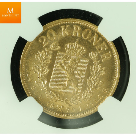 20 kroner 1879 kvalitet 0/01, NGC MS65