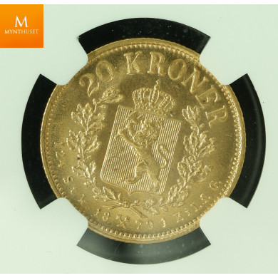 20 kroner 1879 kvalitet 0/01, NGC MS65