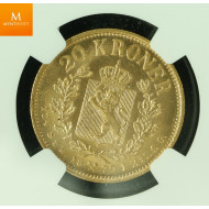 20 kroner 1879 kvalitet 0/01, NGC MS65