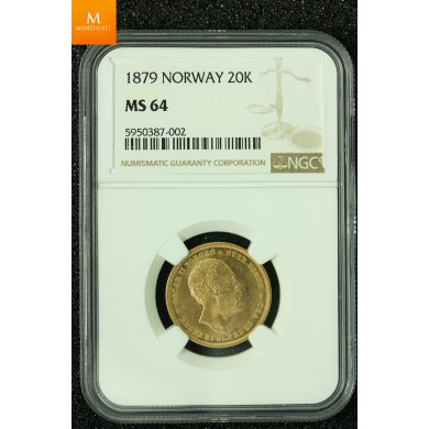 20 kroner 1879 kvalitet 0/01, NGC MS65