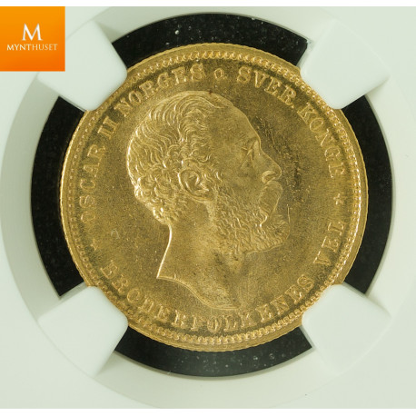 20 kroner 1879 kvalitet 0/01, NGC MS65
