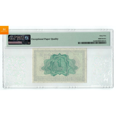 1 krone 1942 E.3734153 kvalitet 0 , PMG MS65 EPQ