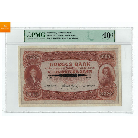 1000 kroner 1945 kvalitet 01, PMG XF40 EPQ