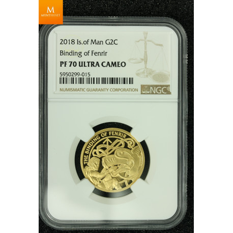 Isle of Man 2018 gull 2 Crown kvalitet proof, NGC PF70 UC