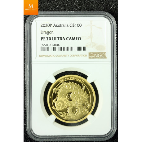 Sjelden! Australian Lunar Series III 2021 Year of the Ox 1oz Gold Proof High Relief  kvalitet proof, NGC PF70 UC