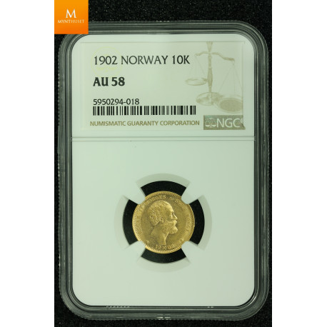 10 kroner 1902 kvalitet PEN 01, NGC AU58