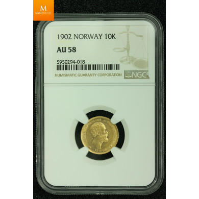 10 kroner 1902 kvalitet PEN 01, NGC AU58