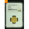 Danish West Indies gold 20 francs / 4 daler 1905 kvalitet 01, NGC AU58