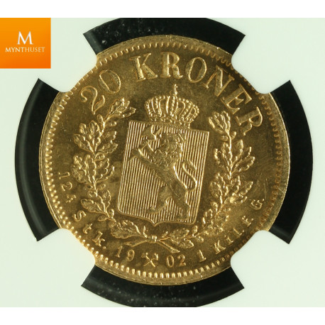 20 kroner 1902 kvalitet 0/01, NGC MS65