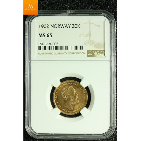 20 kroner 1902 kvalitet 0/01, NGC MS65