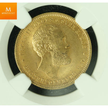 20 kroner 5 SP 1875 kvalitet 0/01, NGC MS65