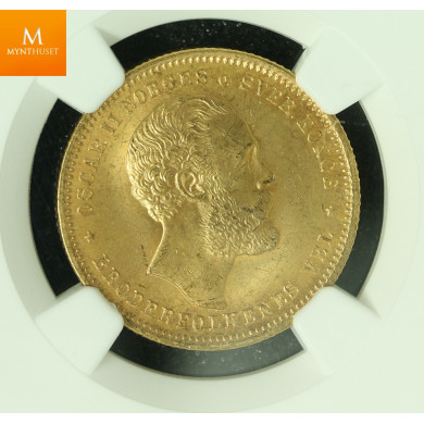 20 kroner 5 SP 1875 kvalitet 0/01, NGC MS65