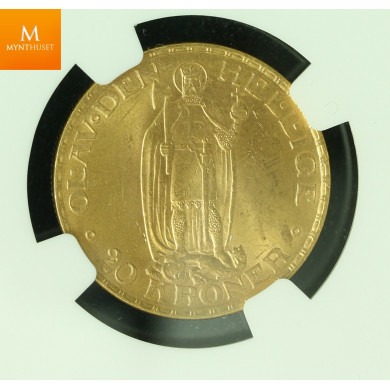 20 kroner 1910 kvalitet 0/01, NGC MS63+ 20 kroner 1910 kvalitet 0/01, NGC MS63+