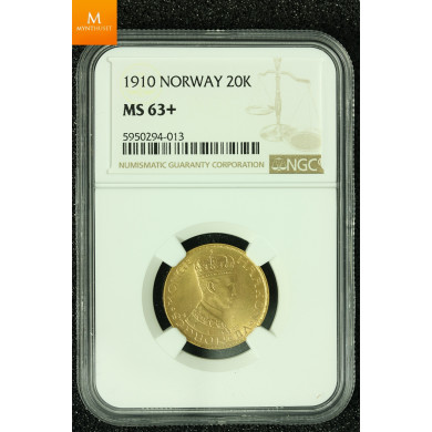 20 kroner 1910 kvalitet 0/01, NGC MS63+