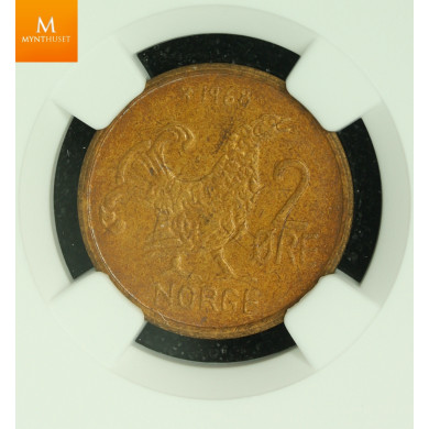2 øre 1968 kvalitet 0, NGC MS64 2 øre 1968 kvalitet 0, NGC MS64