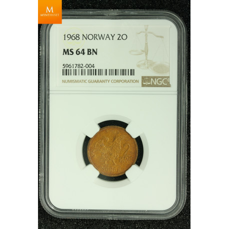 2 øre 1968 kvalitet 0, NGC MS64