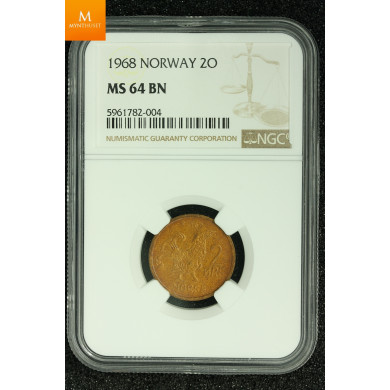 2 øre 1968 kvalitet 0, NGC MS64