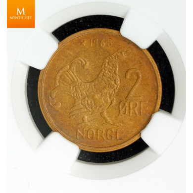 2 øre 1968 kvalitet 0, NGC MS64 2 øre 1968 kvalitet 0, NGC MS64