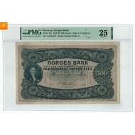 500 kroner 1932 kvalitet 1-, PMG VF25 Meget sjelden R seddel
