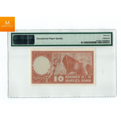 10 kroner 1955 E Kvalitet 0, PMG MS65 EPQ 10 kroner 1955 E Kvalitet 0, PMG MS65 EPQ