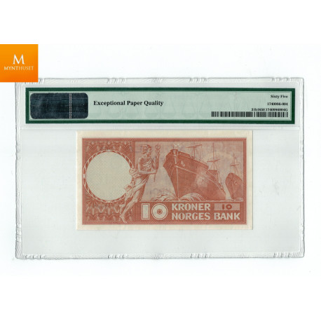 10 kroner 1955 E Kvalitet 0, PMG MS65 EPQ