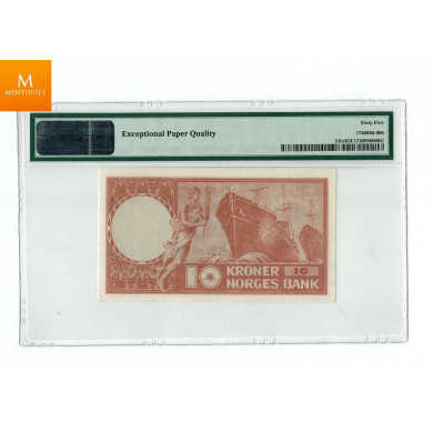 10 kroner 1955 E Kvalitet 0, PMG MS65 EPQ 10 kroner 1955 E Kvalitet 0, PMG MS65 EPQ