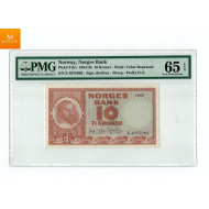 10 kroner 1955 E Kvalitet 0, PMG MS65 EPQ