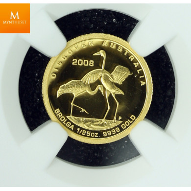 Australia gull 5 dollar 2008 KING BROWN SNAKE kvalitet proof, NGC PF70