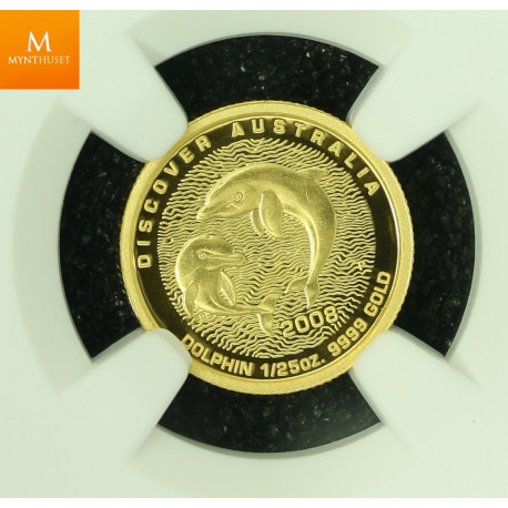 Australia gull 5 dollar 2008 KING BROWN SNAKE kvalitet proof, NGC PF70