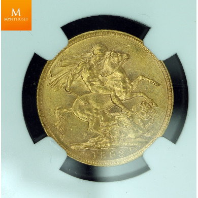 Great Britain 1 sovereign 1893 kvalitet 01+ , NGC MS62 Great Britain 1 sovereign 1893 kvalitet 01+ , NGC MS62