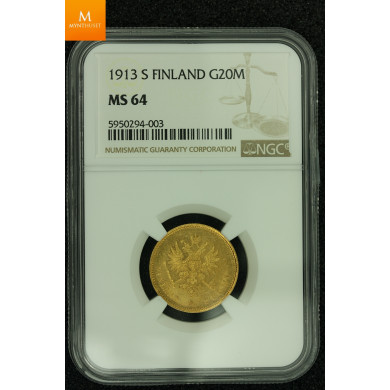 Finland: 20 Markkaa 1880 NGC MS64 Better Year