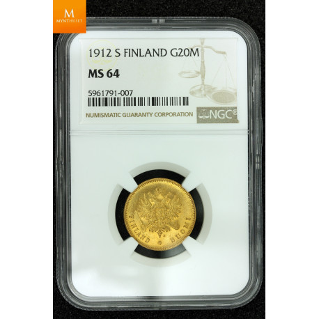 Finland: 20 Markkaa 1880 NGC MS64 Better Year