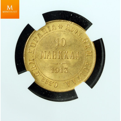Finland Russia 10 Markkaa 1879 S kvalitet 0/01, NGC MS65 Finland Russia 10 Markkaa 1879 S kvalitet 0/01, NGC MS65