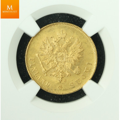 Finland Russia 10 Markkaa 1879 S kvalitet 0/01, NGC MS65 Finland Russia 10 Markkaa 1879 S kvalitet 0/01, NGC MS65