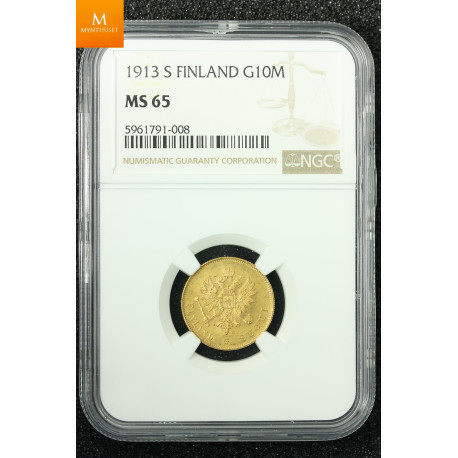 Finland Russia 10 Markkaa 1879 S kvalitet 0/01, NGC MS65