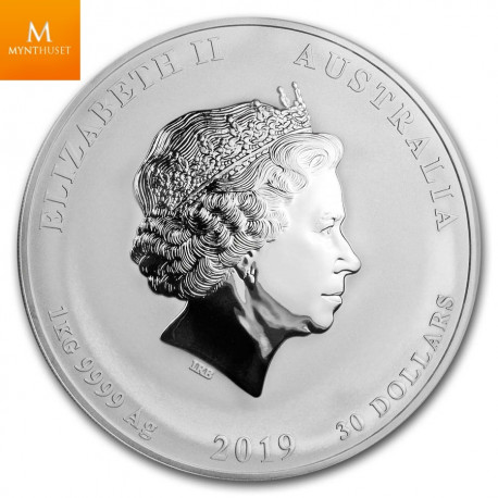 Australia 2019 1 kilo Silver Lunar Pig Kvalitet BU i kapsel