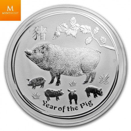 Australia 2019 1 kilo Silver Lunar Pig Kvalitet BU i kapsel