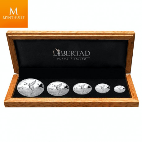 Mexico 2021 LIBERTAD sett med 5 stk sølvmynter i kvalitet proof CASA DE MONEDA DE MEXICO