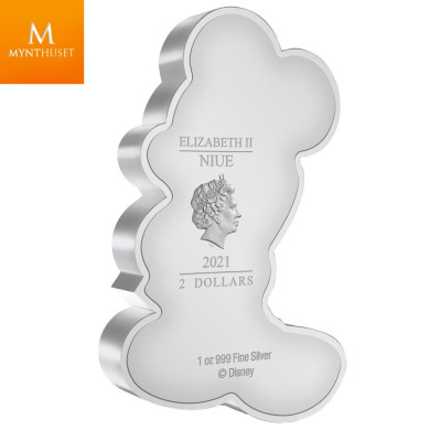 Niue 1 oz 2021 Sølv Mickey Mouse Shaped Coin kvalitet proof Niue 1 oz 2021 Sølv Mickey Mouse Shaped Coin kvalitet proof