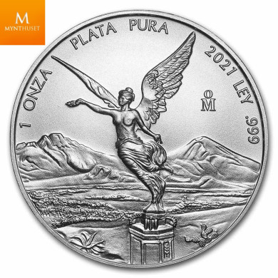 Mexico Libertad 2021 1 Oz sølv i kvalitet BU i kapsel Mexico Libertad 2021 1 Oz sølv i kvalitet BU i kapsel
