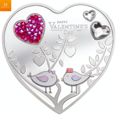 Cook Islands 2021 HAPPY VALENTINE´S DAY  WITH SWAROVSKI® kvalitet proof