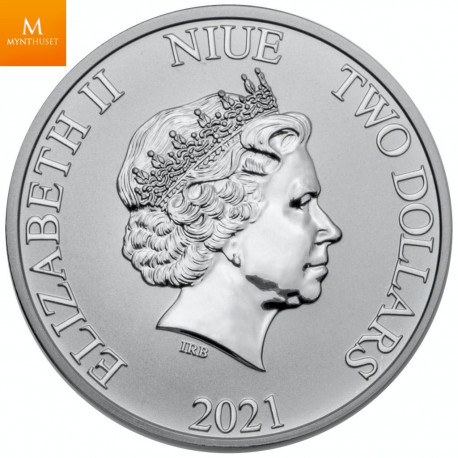 Niue 2021 2 dollar DONALD & DAISY 1 OZ SØLV KVALITET BU I KAPSEL